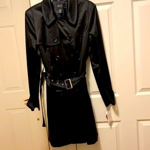 Style & Co. black double breasted raincoat